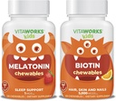 Kids Melatonin 1mg Chewables + Biotin 5000mcg Chewables Bundle