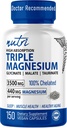 Nutri Triple Magnesium Complex 440mg - Magnesium Glycinate, Malate, & Taurinate - 100% Chelated for Maximum Absorption - 120 Vegan Capsules - Triple Complex Magnesium - Magnesio Triple Complex