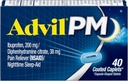 Advil PM (40 Count, Pack of 2) Pain Reliever / Nighttime Sleep Aid Coated Caplet, 200mg Ibuprofen and 38mg Diphenhydramine Citrate