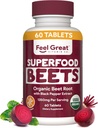 Feel Great Vitamins Organic Beet Root Powder Supplements (Tablets) | Beets Nitric Oxide Supplement | Red Beet Powder Support Healthy Circulation with Natural Nitrates for Natural Energy*