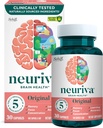 NEURIVA Original Brain Supplement for Memory, Focus & Concentration + Learning & Accuracy with Clinically Tested Nootropics Phosphatidylserine and Neurofactor, Caffeine Free, 30ct Capsules