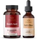HERBAMAMA Beet Root and Cat's Claw Kit - Bundle of 21:1 Concentrate Beet Root and Cat's Claw Tincture 2 fl oz - Vegan, Non-GMO, Sugar & Alcohol-Free - 2 Pack