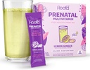 Rootd - Powder Prenatal Vitamin - Pregnancy Multivitamin with 25 Vitamins & Minerals A, C, D, E, B12, B6, K, Iron, Folate, Probiotics, Organic Super Greens | Lemon Ginger | 24 Effervescent Stick Packs