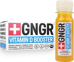 +GNGR Vitamin D Booster – Tropical Immunity Booster Edition Cold-Pressed Ginger Shot with Pineapple, Passion Fruit, Orange, Turmeric & Vitamin D3. Mood, Immunity & Energy. 2 fl oz (Pack of 12)