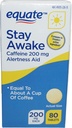 Equate - Stay Awake - Alertness Aid with Caffeine | Maximum Strength | Reduces Fatigue - 80 Tablets 200 Mg (Pack of 2) (2)