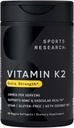 Sports Research Vitamin K2 MK7 180mcg with Coconut Oil - 60 Veggie Softgels - Vegan Certified, Non-GMO Verified & Gluten-Free