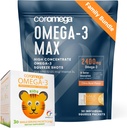 Coromega Family Bundle – Omega-3 Fish Oil for Adults & Kids (60 Squeeze Packets) 2400mg/650mg Omega-3 + Vitamin D, 3X More Absorption Than Pills, No Fishy Aftertaste, Citrus Burst & Tropical Orange