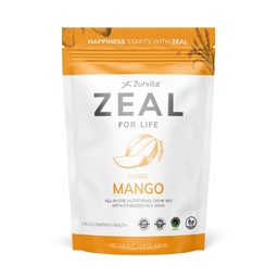 Zurvita Zeal for Life Wellness Drink Mix - Mango Flavor - Gluten-Free, Vegan, with Biotin, Vitamins B12, C, D, E, Iron, Magnesium - 30 Servings (420g)