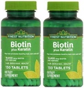 Finest Nutrition Biotin Plus Keratin - 10,000 mcg - 300 Count - 2 Pack