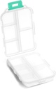 Pill Case - Portable Supplements Tablet Container Box with 10 Compartments - Medicine Capsule Vitamin Foldable Organizer Dispenser Holder Storage for Travel Trip Pocket Purse - Clear White