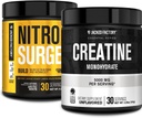 Jacked Factory Nitrosurge Build Pre Workout with Creatine for Muscle Building (30 Servings, Arctic White) & Creatine Monohydrate Powder for Muscle Growth & Increased Strength (30 Servings, Unflavored)