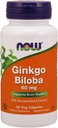 NOW Foods Ginkgo Biloba 60mg 24% Extract, 60 Capsules