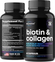 Biotin and Collagen Supplements - Hair Growth Vitamins - Made in USA - Hair and Nails Vitamins for Women - Biotin Vitamins for Hair Skin and Nails - Vitamin B Complex - Hyaluronic Acid - 60 Caps