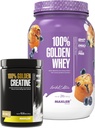 Maxler 100% Golden Whey (Blueberry Muffin 2 lb) & 100% Golden Creatine (Unflavored 10.6 oz)
