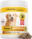 Amazing Omega 3 for Dogs - Omega 3 Fish Oil for Dogs Supplement for Itchy Skin Relief for Dry Skin and Hot Spots and Shedding Coat with EPA and DHA Fatty Acids - 90 Salmon Soft Chews
