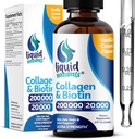 Liquid Collagen and Biotin, 2 Fl. Oz, Ultra-Strength Collagen Supplements for Women, Third-Party Tested Biotin for Hair Growth Women, Nails, and Skin Vitamins B7 Collageno Peptides – Vanilla Flavor