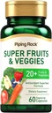 Piping Rock Fruits and Veggies Supplement | 60 Capsules | Superfood Fruit and Vegetables Vitamins | with Prebiotic Blend | Vegetarian Formula | Non-GMO, Gluten Free