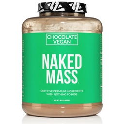 NAKED Vegan Mass - Chocolate Vegan Weight Gainer - 1,280 Calories, Non-GMO, Soy & Gluten Free, No Artificial Ingredients - 8LB Bulk - 11 Servings