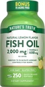 Nature's Truth Fish Oil 2000 mg | 600 mg Omega 3 | 250 Softgels | Natural Lemon Flavor | Non-GMO and Gluten Free Supplement