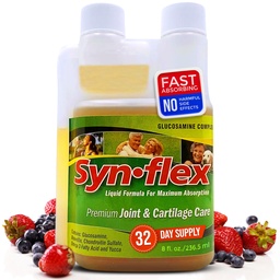 Synflex Liquid Glucosamine Original Formula - Chondroitin, Vitamins, Minerals - Drink Supplement for Men & Women, Helps Support Joint & Cartilage Health - Berry Flavor, 32 Day Supply
