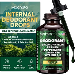 Chlorophyll Liquid Drops – Body Deodorizing Supplement for Women & Men – Detox, Energy & Skin Health Support– Vegan, Non-GMO, 2 Fl Oz