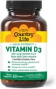 Country Life Vitamin D3 10,000 IU – High Potency, Non-Fish Source | Bone, Immune & Colon Health Support | 60 Softgels | Certified Gluten-Free, Clean Formula with MCT Oil for Better Absorption