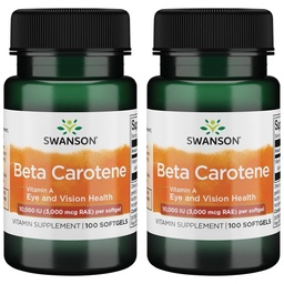 Swanson Beta-Carotene (Vitamin A) Skin Eye Immune System Health Antioxidant Support 10000 Iu (3000 mcg) 100 Softgels
