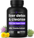 NutraChamps Liver Cleanse Detox & Repair Formula, 20+ Herbs: Milk Thistle Extract with Silymarin, Artichoke, Dandelion, Chicory Root Powder, Liver Support Pills Supplement, 60 Capsules