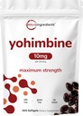 Double Strength Yohimbine Supplements for Men and Women, 10mg Per Serving, 300 Softgels, Yohimbine HCL with Virgin Sunflower Seed Oil for Better Absorption, Supports Energy Production, African Raw