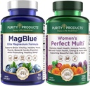 Purity Products Bundle - MagBlue + Women's Perfect Multi - MagBlue (Magnesium Bisglycinate + Vitamin D3 +More) - Women Perfect Multi - Supports Urinary Tract Health, Immunity, Hair Skin Nails +More