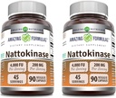 Amazing Formulas Nattokinase Dietary Supplement 100 mg Veggie Capsules Supplement | 2000 FU Enzyme Activity | Non-GMO | Gluten Free | Made in USA (90 Count | 2 Pack)
