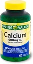 Spring Valley Calcium 600 mg, Tablets Dietary Supplement, Bone Health, 100 Count +