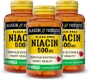 MASON NATURAL Niacin 500 mg Flush-Free, Supports Heart Health, Nervous System & Energy Production, 60 Capsules, Pack of 3