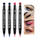 BINGBRUSH Double-sided Liquid Stamp Eyeliner Pen, Face Stamps Makeup Extremely Black Waterproof Slim Gel Felt Tip High Black Pigment Liquid Eyeliner & Seal resina para tips de gel(Colorful)