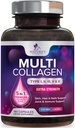 Multi Collagen Supplement 2400 mg - Types I, II, III, V & X Multi Collagen Peptides Pills for Women & Men, Hydrolyzed Collagen Supplements, Hair, Skin, Nail, & Joint Support Supplement - 180 Capsules