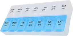 7 Day Weekly Pill AM PM Organizer, ShysTech Large Pill Case Pill Box for Pills/Vitamin/Supplements/Medication (Blue/White)