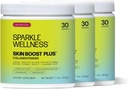 Sparkle Wellness Skin Boost Plus (Mixed Berry) [3-Pack of 30-Serves] | Collagen Powder with VERISOL Bioactive Hydrolyzed Collagen Peptides, Vitamin C & Hyaluronic Acid | Improve Skin Elasticity