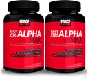 FORCE FACTOR Test X180 Alpha Max, 2-Pack, Total Testosterone and Nitric Oxide Booster for Men with Fenugreek Seed & Tribulus to Increase Blood Flow & Improve Male Athletic Performance, 360 Capsules