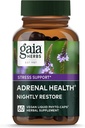 Gaia Herbs Adrenal Health Nightly Restore - Herbal Supplement with Ashwagandha, Magnolia Bark, Cordyceps, Lemon Balm & More* - 60 Vegan Liquid Phyto-Capsules (30 Servings)