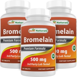 Best Naturals Bromelain 500mg 120 Tablets (120 Count (Pack of 3))