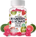 Magnesium Glycinate Gummies 2500mg - Sugar Free Magnesium Potassium Supplement with Vitamin D, B6, CoQ10 for Calm Mood & Sleep Support - 90 Watermelon Gummies