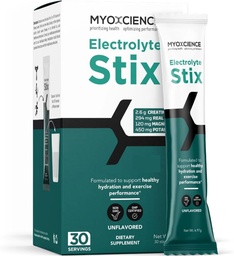 MYOXCIENCE Electrolyte STIX | Creatine Electrolyte Powder | Recovery from Exercise & Muscle Development w/Real Salt (Unflavored) (Stix 30 ct)