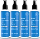 Pure Magnesium Oil Spray – 8oz (4 Pack) - Organic USP Grade, Magnesium Oil for Feet, Magnesium from Ancient Minerals - Aceite de magnesio para Los pies - Natural Magnesium Chloride, Made in The USA