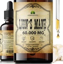 Lion's Mane Extract 2 fl oz Liquid – Natural Mushroom Supplement Tincture for Brain, Memory, Mental Clarity & Focus – Immune Support – High Potency Formula – 90-Day Supply