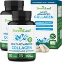 ForestLeaf Multi Collagen Pills with Hyaluronic Acid + Vitamin C | Hydrolyzed Collagen Supplements for Women or Men | Multi Collagen Capsules Peptides for Skin, Wrinkles, 240