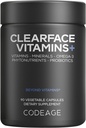 Codeage Clearface Pantothenic Acid, Niacin Supplement, Vitamins A, C, D3, E, Probiotics, Zinc, Riboflavin, Thiamin, L-Lysine HCL & Omega-3, Niacinamide, Skin Botanical Blend - Non-GMO - 90 Capsules