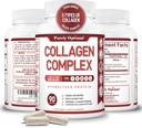 Purely Optimal Premium Multi Collagen Peptides Capsules (Types I, II, III, V, X) - Hair, Skin and Nails, Digestive & Joint Health Supplement, Hydrolyzed Collagen Pills (90 Capsules)