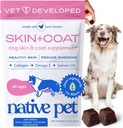Native Pet Omega Skin and Coat Chews for Dogs - Dog Skin and Coat Supplement for Healthy, Shiny Fur, Reduce Shedding and Dry Spots - Made with Omega 3 Fish Oil and Wild-Caught Salmon Oil - 120 Chews