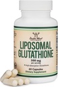 Liposomal Glutathione Supplement 500mg per Serving, 60 Capsules (Vegan Safe, Non-GMO) Max Absorption Liposomal Glutathione with Genuine Smell and Taste by Double Wood