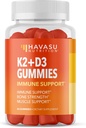 HAVASU NUTRITION Vitamin D3 K2 Gummies, Raspberry, 60ct